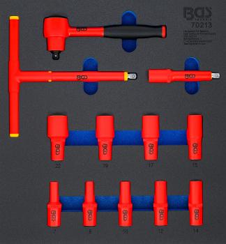 BGS Werkstattwageneinlage 2/3: VDE-Steckschlüssel-Satz Antrieb Innenvierkant 10 mm (3/8") SW 7 - 22 mm 12-tlg. 70213